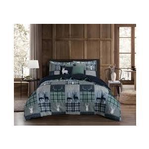 Coleman Patchwork Durango Deer & Plaid 5-Piece Comforter Set.  Size 104"×90"