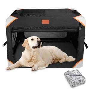 Collapsible Dog Crate-Portable Dog Crates for Large Dogs,4-Door Portable Pet Travel Crate,Sturdy/Breathable/Comfortable,Indoor & Outdoor & Car Back Seat;Soft Dog Blanket Large (36\\\"L x 25\\\"W x 25\\\"H)