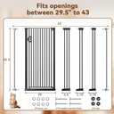 Fldofaves 57" Extra Cat Gate, Fits 29.5"-43" Wide Openings, Pressure Mounted Auto Close Tall Dog Gate with Ultra Narrow Bar Spacing, No Drill Dog Gate for Doorways, Stairs, Hallways