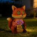 Garden Statues Fox with Solar Moving LED Eyes Outdoor Animal Figurines Decorations for Patio Yard Lawn Ornaments Gifts for Birthday Easter Housewarming (Fox)