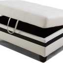 Ottoman Storage Ottoman Bench Semi PU Synthetic Leather Footrest Footstool with Hinged Lid for Living Room, Bedroom, Entryway, White and Black-2, 35"X23.5"X17.5"