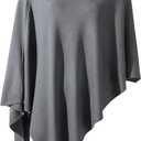 Fomolom Women Ponchos Sweater Versatile Lightweight Solid Knitted Shawl Wrap Scarf Cape Accessories for Womens