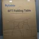 Byliable Folding Table 6ft Portable Heavy Duty Plastic Fold-in-Half Utility Foldable Table Plastic Dining Indoor Outdoor for Camping, Picnic and Party, White