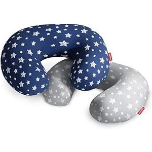 2 Pack Nursing Pillow Cover Grey and Navy for Infant, Snug Fits Boppy Nursing Pillows, Breastfeeding Nursing Pillow Slipcovers Super Soft, for Breastfeeding Moms, Navy & Gray Star
