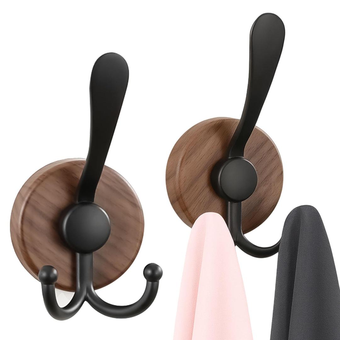 Suction Cup Hooks for Shower - Heavy Duty No Drill Towel Hooks, Holds Robes, Coats, Towels - Strong on Tile, Glass - Bathroom Accessories (2 Pack)