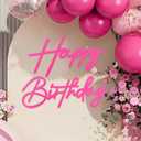 Happy Birthday Sign for Backdrop - Hot Pink Felt 'Happy Birthday' Letter Sign for Balloon Arch Backdrop Decorations