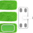 Reusable Microfiber Floor Mop System, Wet & Dry Sweeper Kit, Includes 1 Sweeper Handle, 3 Washable Chenille Mop Pads, Dry & Wet Use for Hardwood, Tile, and Laminate Floor