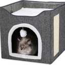 Cat Cave Bed for Indoor Cats Cozy Felt Cat House, Warm & Soft Pet Cave for Kittens, Small Cats, Rabbits & Puppies All-Season Cat Hideaway with Spacious Interior & Modern Design