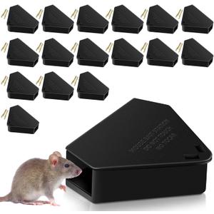 8 Pack Mouse Stations with 8 Keys,Reusable Box Station for Small Mice Rat for Indoor Outdoor,Tamper-Resistant Entry for Kitchen Garage Basement Patio (Empty Container,Black)