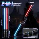 Lightsaber, Dueling Double Light Saber, USB Rechargeable, Metal Hilt with Upgraded 24 Colors 18 Sound 4 Modes Light Sabers for Adults, Lightsabers for Kids Cosplay Birthday for Fun, 2Pack, 40"+40", long