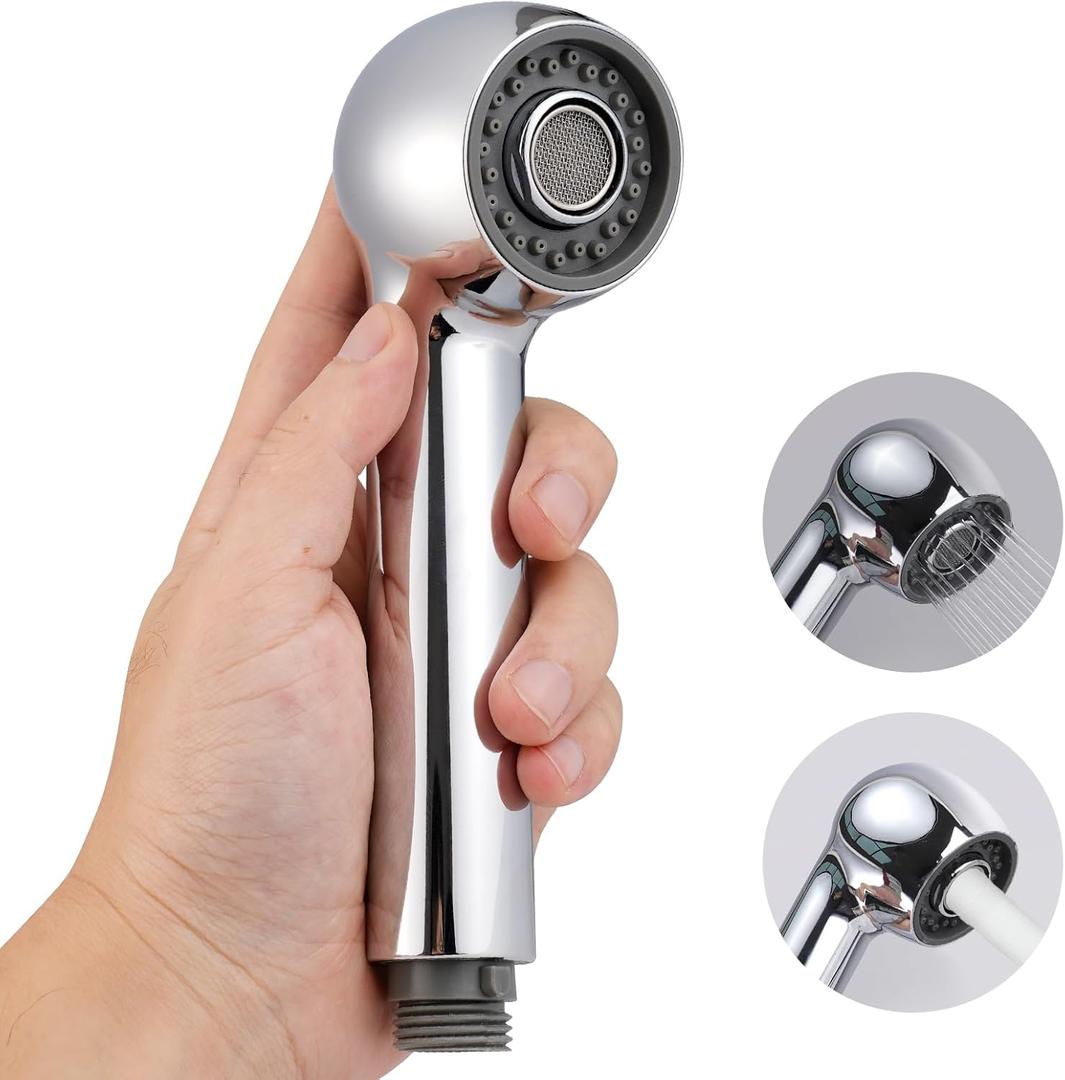 Pull Out Kitchen Faucet Head Replacement, 2 Function Sink Sprayer Head, G1/2 or 13/16 Inch Male Thread Connector, Spray Head Faucet Head Kitchen Tap Sprayer Spout, Chrome