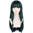 Dark Green Wig with Bangs Cosplay Costume Outfit Long Dark Green Cosplay Wigs for Women Adult Anime Costume Wigs for Halloween Christmas Party +Hair Cap