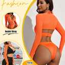 Avidlove Rave Outfits for Women Festival Sexy Lingerie Bodysuit Buckle Shrug Crop Top Set Orange