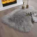 Ashler faux fur rug, Fluffy Shaggy Area Rug Ultra Soft 2 x 3 Feet Sheepskin Fur Rug, Grey Fuzzy Rug Machine Washable Shag Rug, Nursery Decor Throw Rugs for Bedroom, kids room, Living Room