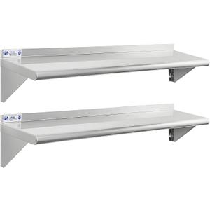Hally Stainless Steel Shelf 2 Pack Wall Mounted Metal Shelves 10"x 48" NSF