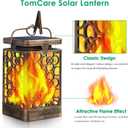 TomCare Solar Lights Upgraded Solar Lantern Flickering Flame Outdoor Hanging Lantern Decorative Lighting Solar Powered Waterproof LED Flame Umbrella Lights for Patio Garden Deck, 4 Pack(Bronze)
