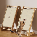 THEYFIRST 3-in-1 Triangle Cat Scratching Board, 24.8-Inch Tall Sisal Scratcher Post for Indoor Cats, Replaceable Scratching Pad & Durable Wooden Stretching Ramp for Sofa Wall House, 2 Pack