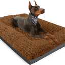 POCBLUE Deluxe Washable XXL Dog Bed for Large Dogs Dog Crate Mat 47 Inch Comfy Fluffy Kennel Pad Anti-Slip for Dogs Up to 110 lbs, 47" x 29", Brown