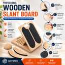 Slant Board for Exercise, 3-in-1 Wooden Calf Stretcher, Rocker Balance Board and 360 Wobble Board, 5 Adjustable  Angles, Anti-Slip Surface, Training Poster Included, Size: Standard
