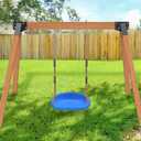 SELEWARE Plastic Swing Seat, Non Slip Tree Swing Replacement with Adjustable Rope and 2 Carabiners, Heavy Duty Playground Swing Set Accessories for Adult Kid Indoor Outdoor Backyard, Blue