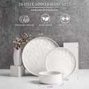HaWare Dinnerware Sets, 24-Piece Plates and Bowls Set, Stoneware Dish Set for 8, Ceramic Dinnerware for Home Restaurant, Chip and Scratch Resistant, Microwave and Dishwasher Safe, Speckled White