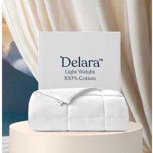 Delara King Duvet Insert  White Cotton Comforter  100% Organic Cotton Shell and Filled All Season, Breathable, Lightweight with 8 Tabs  GOTS Certified