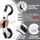 TAILI Shower Handles for Elderly Suction, 2 Pack 12 Inch Shower Grab Bars for Seniors, Grab Bars for Bathtubs and Showers, No Drilling Removable Safety Shower Grip, Black