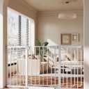 Cumbor 29.7-57" Extra Wide Baby Gate for Stairs, Mom's Choice Awards Winner-Dog Gate for Doorways, Pressure Mounted Walk Through Safety Child Gate for Kids Toddler, Tall Pet Puppy Fence Gate, Silver (29.7-57"W x 30.5"H)
