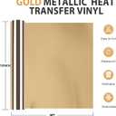 HTVRONT Gold Chrome Heat Transfer Vinyl - 12" X5ft Mirror Metallic Gold Iron on Vinyl, Metallic Foil HTV Vinyl Roll for T-Shirts, Chrome HTV Easy to Cut & Weed
