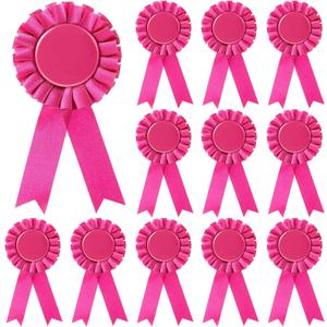 12 Pieces Blank Award Ribbon Prize 1st Place Rosette Medal Winner Victory Recognition Participation Ribbon for Competition Sport Event School Contest(Rose Pink)