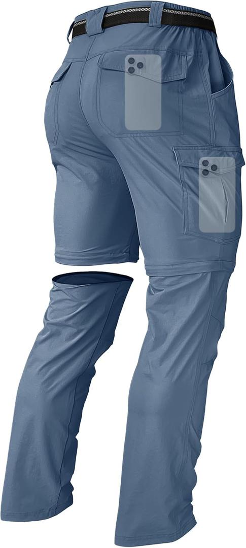 Men's Hiking Convertible Zip Off Pants Outdoor Waterproof Quick Dry Lightweight Fishing Safari Travel Cargo Work Pants (36)