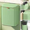 GloDeals Kitchen Trash Can with Lid, 2 in 1 Small Garbage Can Compost Bin Countertop, Wall-Mounted Under Sink Indoor Trash Bin for Kitchen, Bathroom, Cabinet Trash Can Hanging (Vintage Green/2.1Gal) (8L)