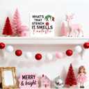 2 x What's That Stench Sign, Christmas Bathroom Wooden Box Sign, Farmhouse Home Decor, Bathroom Christmas Decor for Shelf, Funny Toilet Signs, Farmhouse Rustic Tiered Tray Decorations