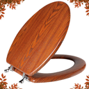 Angol Shiold Elongated Toilet Seat, Anti-Pinch Bumpers, Adjustable Hinges, Easy to Install and Clean, Wood Toilet Seat with Zinc Alloy Hinges (Elongated, Brownish Yellow)