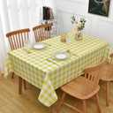 Waterproof Checkered Tablecloth Fabric - Rectangle 58x84 Inch Classic Gingham Buffalo Plaid Table Cloth for Indoor/Outdoor Use - Washable Table Cover for Kitchen, BBQs, and Parties (Yellow White)