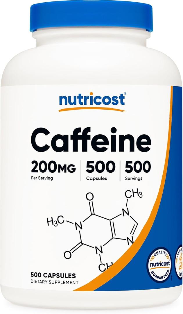 Nutricost Caffeine Pills, 200mg Per Serving (500 Caps) Best By 04/2029