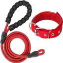 6 FT Red Strong Rope Dog Leash with Comfortable - Padded Handle Heavy Duty Loop Leash | Highly Reflective No Pull Pet Training Threads Leashs for Medium Large Dogs