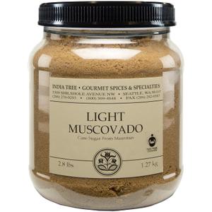 India Tree Light Muscovado Sugar, 2.8 lb Canister | Vegan, Non-GMO and Fair Trade Unrefined Brown Sugar with Molasses Flavor, Imported from Mauritius (EXP 08/16/32)