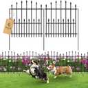 Decorative Garden Fence Outdoor - 26in(H) x 12Ft(L) No Dig Heavy Duty Metal Rabbit Dog Fence for Yard Rustproof Animal Barrier Border Fencing for Patio Flower Bed (6 Panels + 7 Stakes)