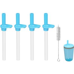 Replacement Straws Compatible with Zak 15oz Water Bottle,Reusable Straw with Cleaning Brush (Light blue-4 Pack)