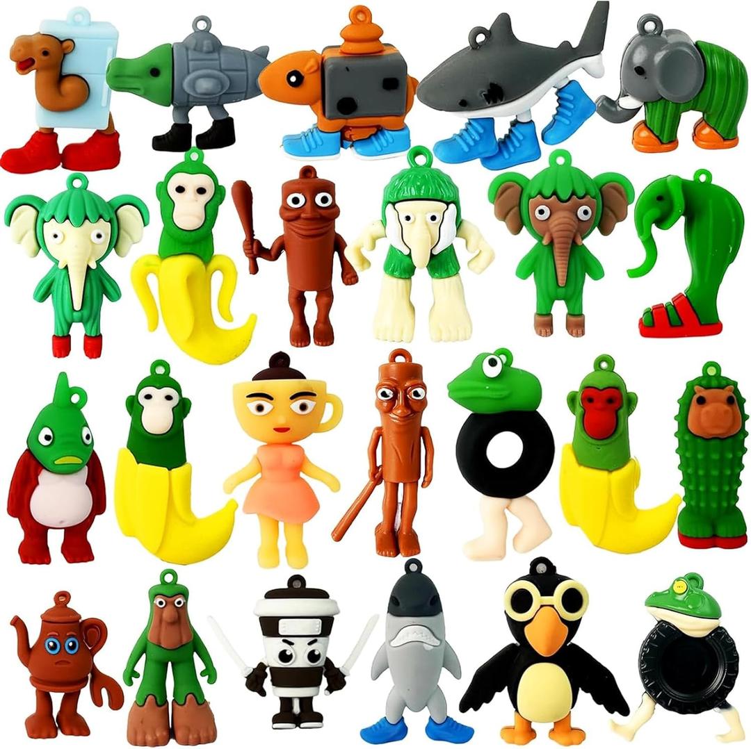 24pcs Tralalero Tralala Action Figure Toys, Meme Shark Figures Toys 2.5in, Funny Animals, Unique Key Chain, Decorations Gifts for Fans Office Room Figurine Decor