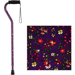 NOVA Designer Walking Cane with Offset Handle, Lightweight Adjustable Walking Stick with Carrying Strap, “Purple Bliss” Design