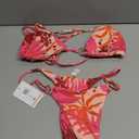 Sexy Bikinis for Women 2 Piece Bikini Spaghetti Strap Swimsuits Solid Color Bathing Swimwear Triangle Bathing Suit (Medium, Flower 7)