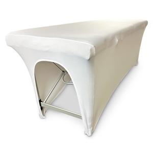 Massage Table Cover – White Stretch 6ft Cover for Massage Bed, Lash Bed Topper for Spa or Salon, Fitted Table Wrap, Compatible with 6ft Folding Beds, Durable and Professional Look