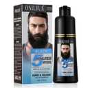 Men's Beard Dye for Men in 5 Minutes, Black Beard Dye Shampoo for Mustache 100% Gray Coverage, Root Touch Up, 3 in 1 Simpler Hair Color for Men, Long Lasting Color Shampoo for Facial Hair, 200 ml