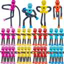 32 PCS Suction Cup Robot Toy,Shape Changing Telescopic Pop Tubes Autism Sensory Toy Kids Girls Boys Toddlers Adult,Funny Robot Action Figure Bendable Fidget Toy Gift Birthday Party Favors Christmas