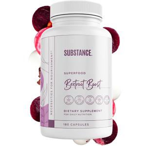 SUBSTANCE. Beetroot Boost Capsules - 4500mg per Serving, 30 Days Beet Root Capsules Supply  Beets Supplement with Vitamin-C & Manganese  Natural Nitric Oxide & Energy Booster Beet Root Powder  USA