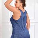 ForHailey Plus Size Workout Tank Tops for Women Racerback Yoga Tops Athletic Running Shirts Loose Fit Sleeveless Gym Clothes (Blue)