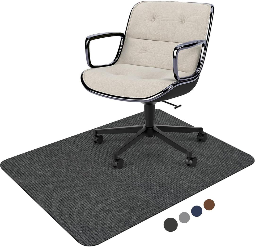 Placoot Desk Chair Mat for Hardwood Floor Corduroy Surface 55''x35'' Office Chair Mat for Rolling Chairs, Under Desk Low-Pile Office Rug Floor Mat (Corduroy Dark Grey)