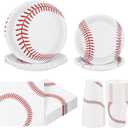 ADXCO 120 Pieces Baseball Party Supplies Tableware Set Disposable Paper Plates Napkins Cups 7 Inch 9 Inch Birthday Favors Decorations for Sport Themed Party Serves 24